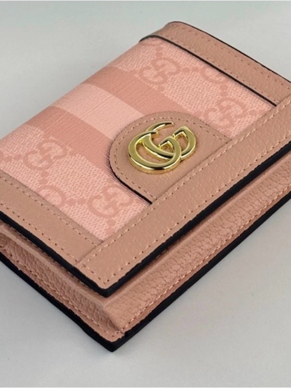Gucci Ophidia GG Card Case Wallet in dusty/light pink GG Supreme canvas